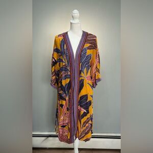 Orange DR2 Leaf Pattern Caftan/Kimono Size S/M